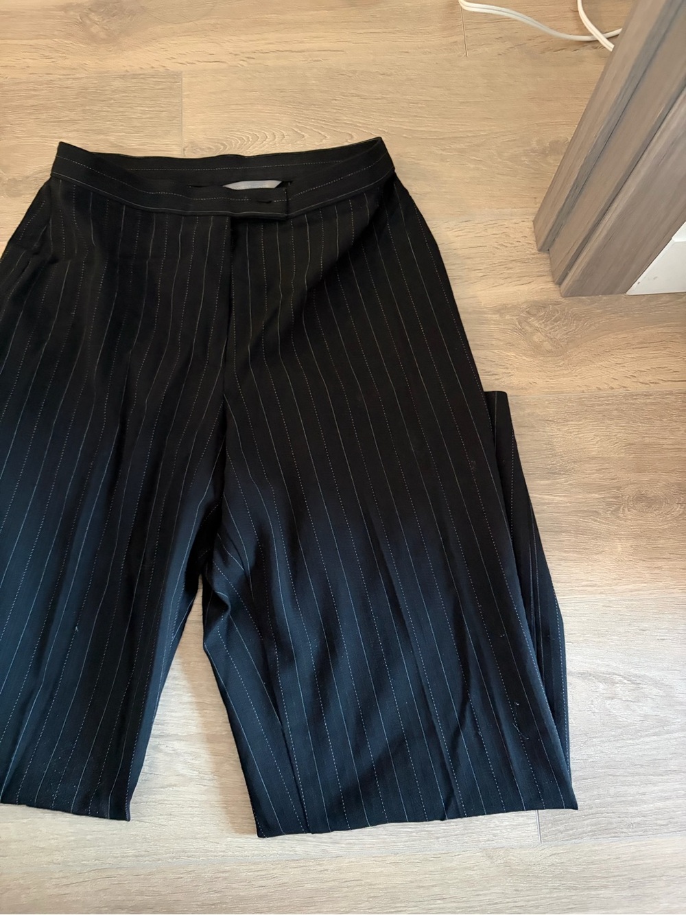 Investments Black Pinstripe Trousers